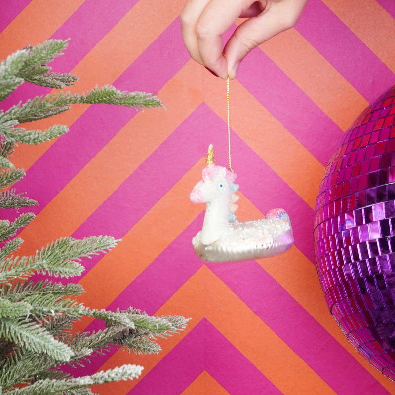Suspension Noël licorne blanche en verre 8x9,5x9 cm Xmas Housevitamin - 2