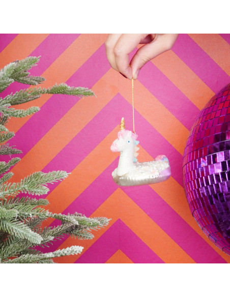 Suspension Noël licorne blanche en verre 8x9,5x9 cm Xmas Housevitamin - 2