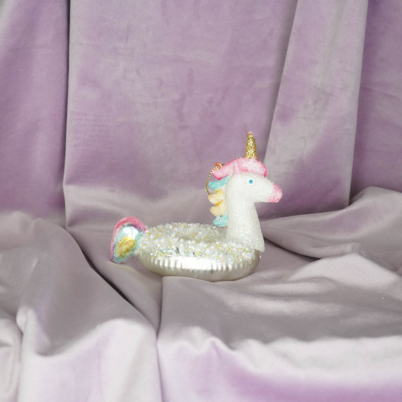 Suspension Noël licorne blanche en verre 8x9,5x9 cm Xmas Housevitamin - 3