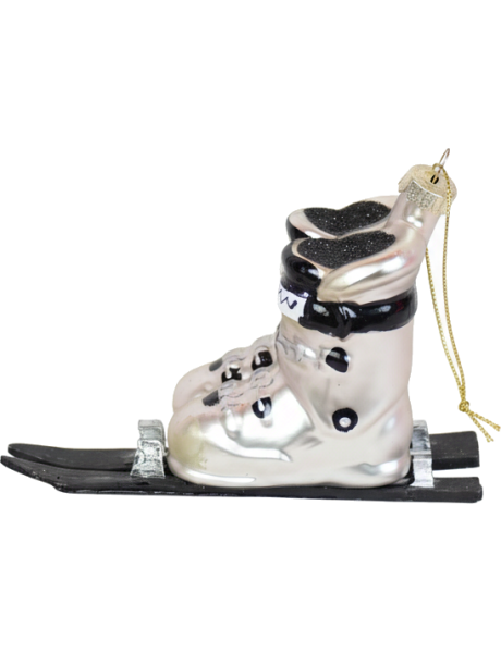 Suspension Noël ski en verre argent et noir 13x5,5x8,5 cm Xmas Housevitamin - 1
