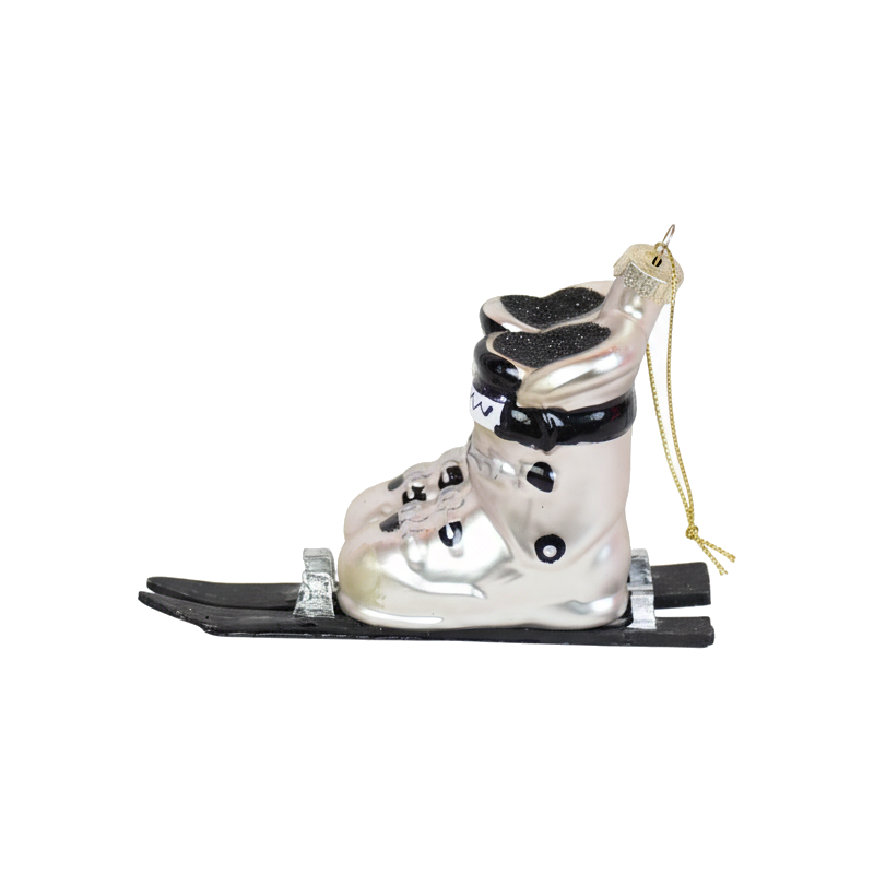 Suspension Noël ski en verre argent et noir 13x5,5x8,5 cm Xmas Housevitamin - 1