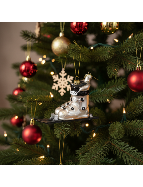 Suspension Noël ski en verre argent et noir 13x5,5x8,5 cm Xmas Housevitamin - 2
