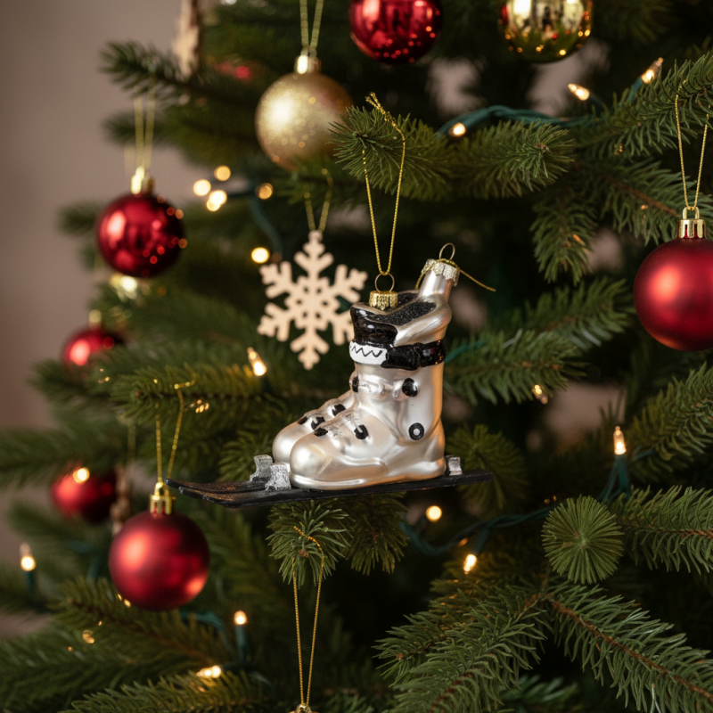 Suspension Noël ski en verre argent et noir 13x5,5x8,5 cm Xmas Housevitamin - 2