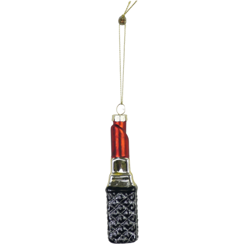 Suspension Noël rouge à lèvres rouge en verre 3x3x11 cm Xmas Housevitamin - 1