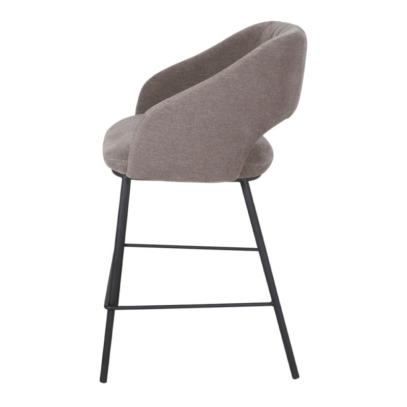 Tabouret de bar tissu taupe et métal noir 56x52x88 cm Yzora  - 3