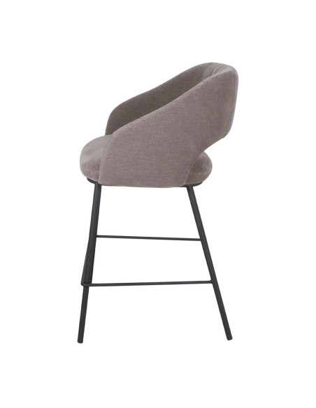Tabouret de bar tissu taupe et métal noir 56x52x88 cm Yzora  - 3