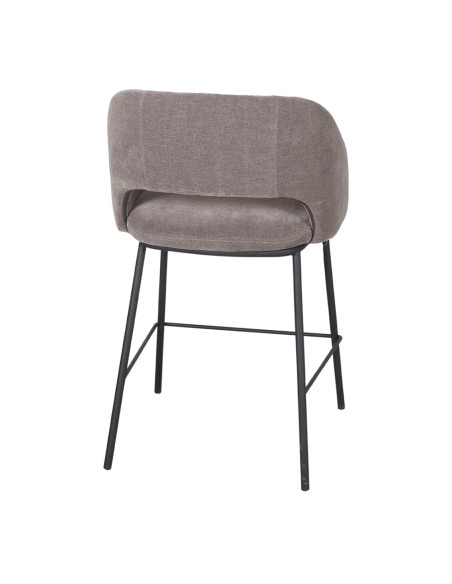 Tabouret de bar tissu taupe et métal noir 56x52x88 cm Yzora  - 4