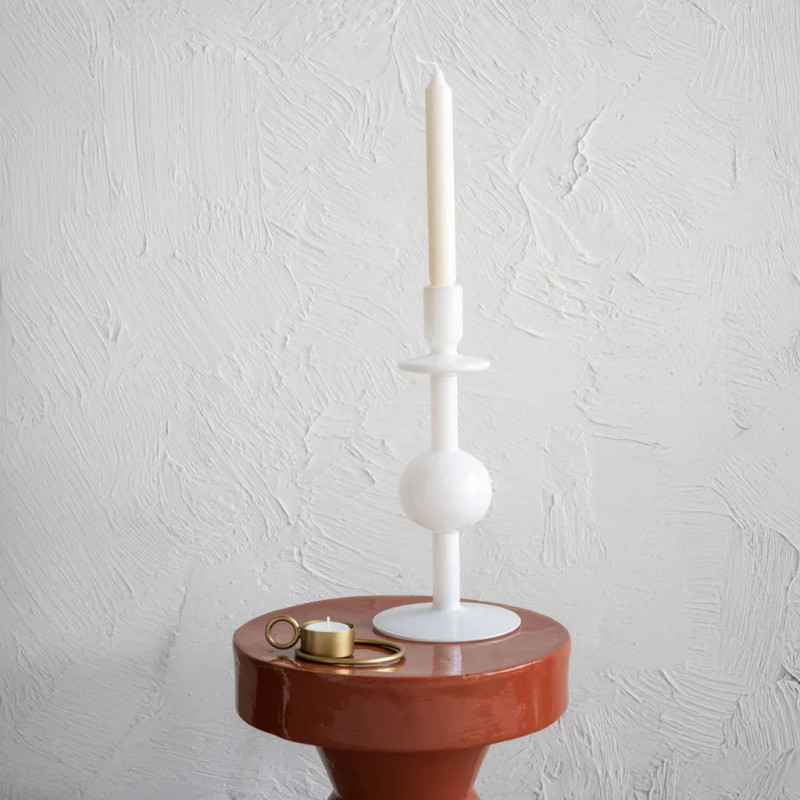 Bougeoir en verre recyclé blanc 30 cm Bulb Urban Nature Culture - 4