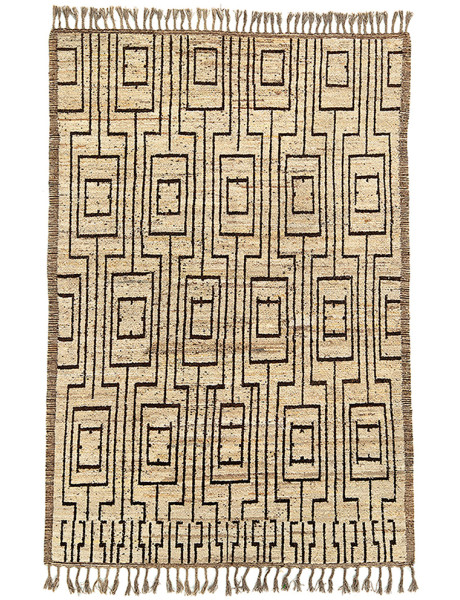 Tapis afghan laine beige noir géométrique 204x310 cm The Handwoven  - 1