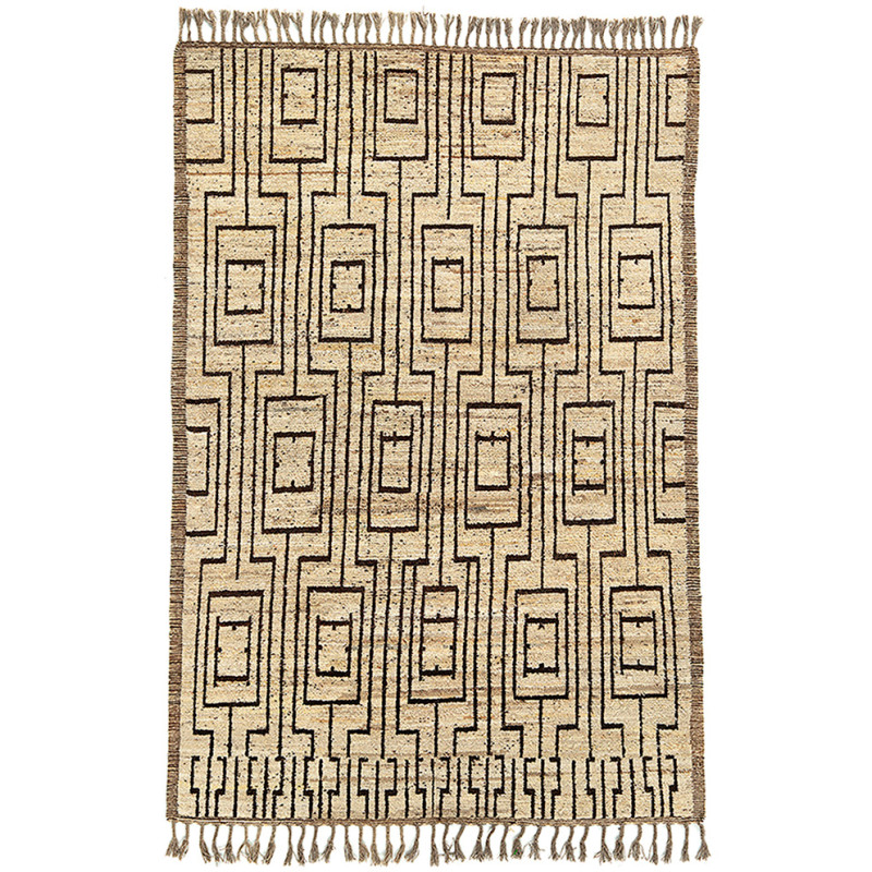 Tapis afghan laine beige noir géométrique 204x310 cm The Handwoven  - 1
