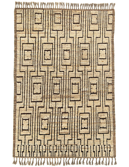 Tapis afghan laine beige noir géométrique 204x310 cm The Handwoven  - 1