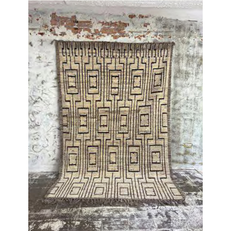 Tapis afghan laine beige noir géométrique 204x310 cm The Handwoven  - 2