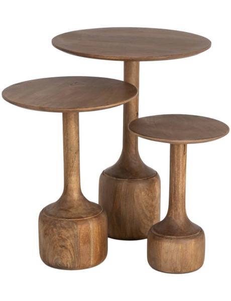 Lot de 3 tables gigognes bois de manguier Maheshwar Ixia - 1