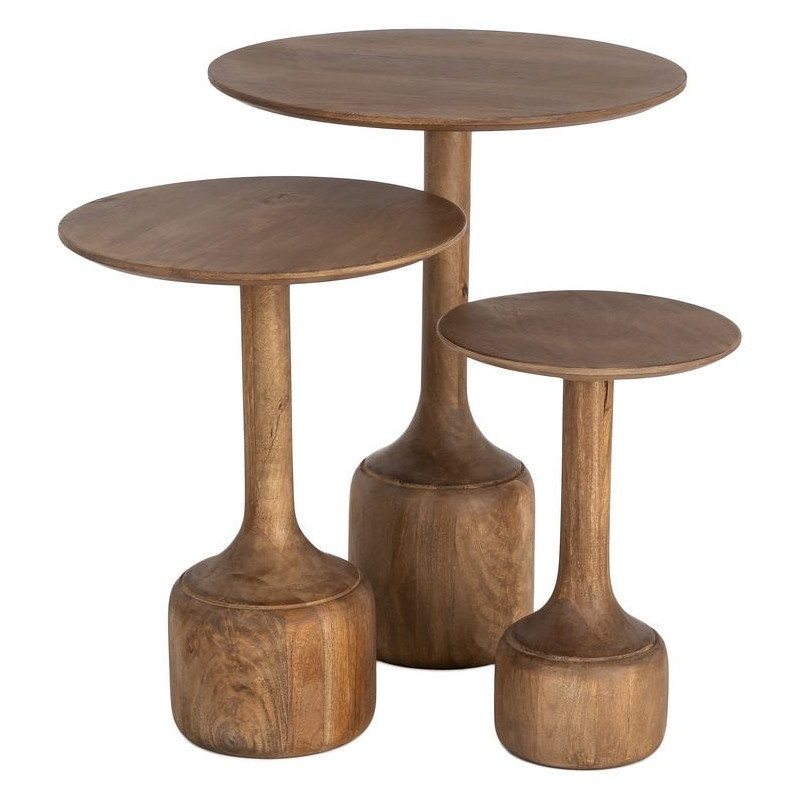 Lot de 3 tables gigognes bois de manguier Maheshwar Ixia - 1
