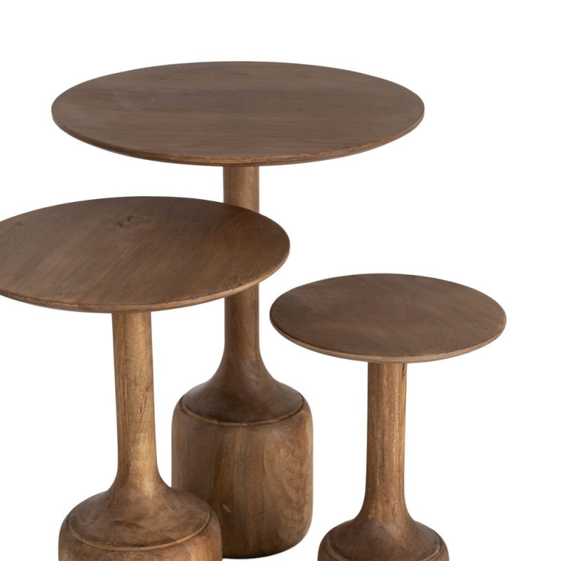 Lot de 3 tables gigognes bois de manguier Maheshwar Ixia - 3