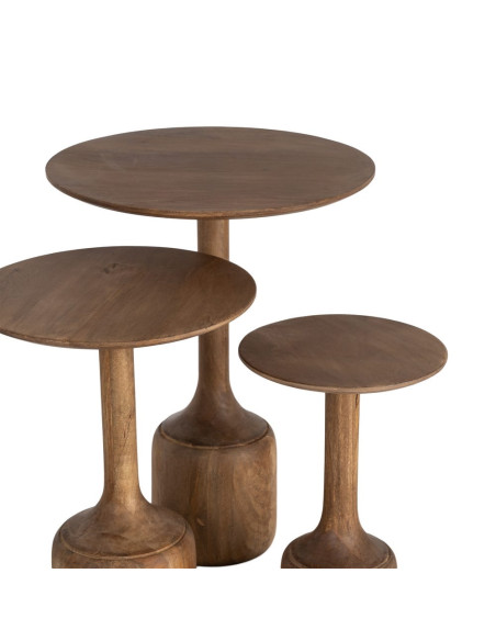 Lot de 3 tables gigognes bois de manguier Maheshwar Ixia - 3