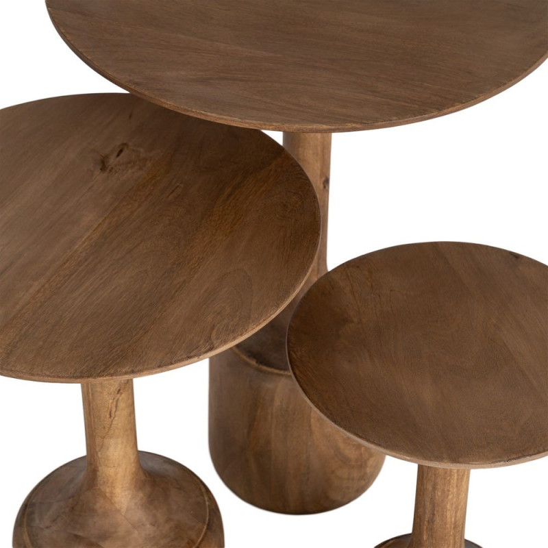Lot de 3 tables gigognes bois de manguier Maheshwar Ixia - 5