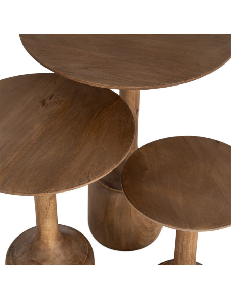 Lot de 3 tables gigognes bois de manguier Maheshwar Ixia - 5