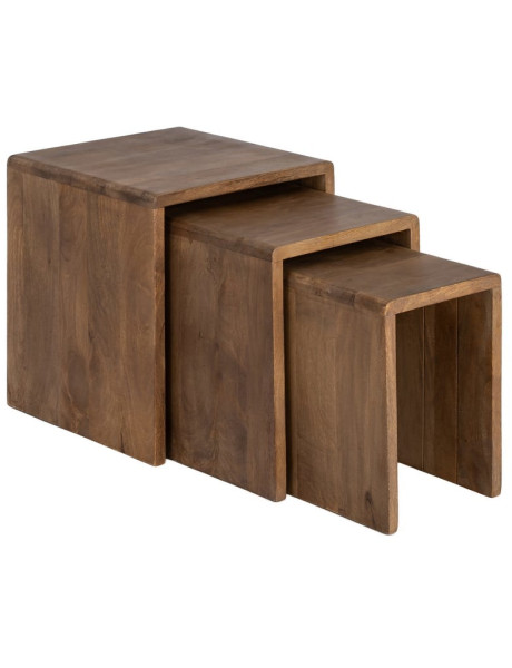 Tables gigognes bois de manguier lot de 3 Kaladri Ixia - 1