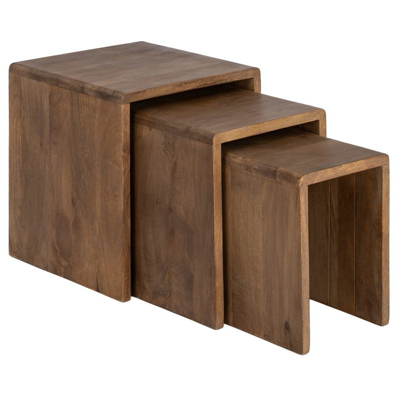 Tables gigognes bois de manguier lot de 3 Kaladri Ixia - 1