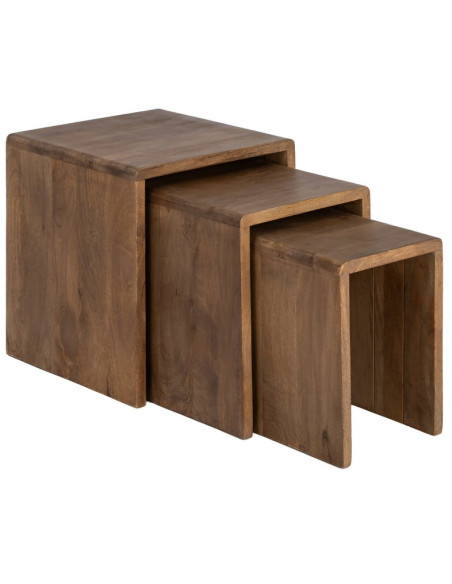 Tables gigognes bois de manguier lot de 3 Kaladri Ixia - 1