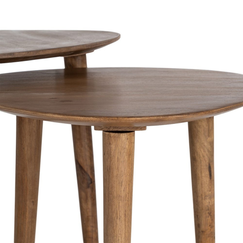 Lot de 2 tables gigognes rondes bois de manguier 50 cm Narlai Ixia - 4