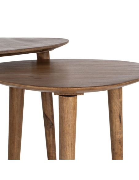 Lot de 2 tables gigognes rondes bois de manguier 50 cm Narlai Ixia - 4