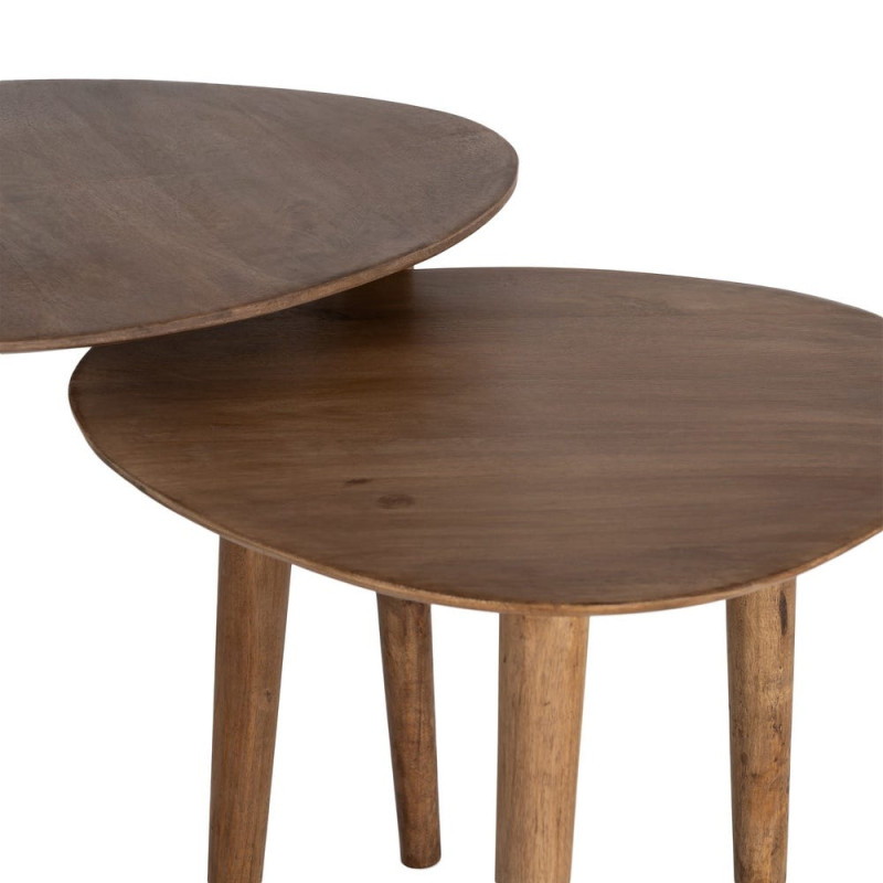 Lot de 2 tables gigognes rondes bois de manguier 50 cm Narlai Ixia - 5