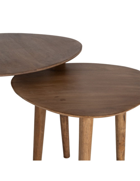 Lot de 2 tables gigognes rondes bois de manguier 50 cm Narlai Ixia - 5