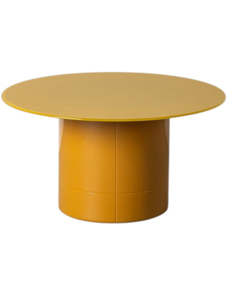 Table basse ronde jaune en verre trempé et MDF 80x80x42 cm Ispica Ixia - 1