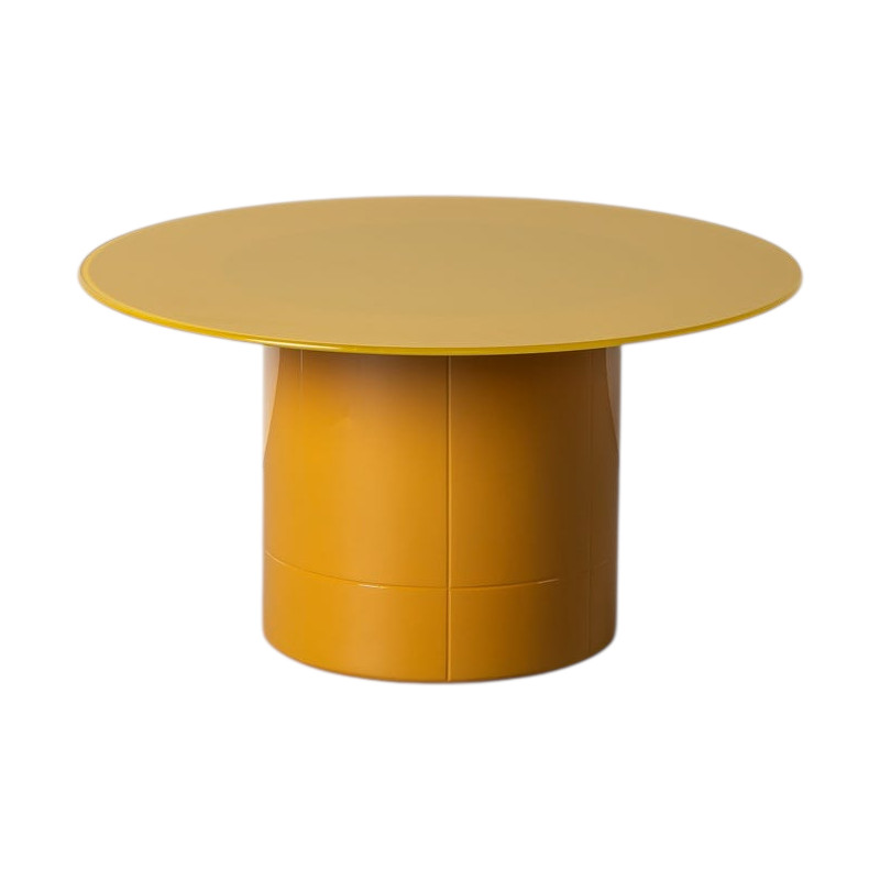 Table basse ronde jaune en verre trempé et MDF 80x80x42 cm Ispica Ixia - 1