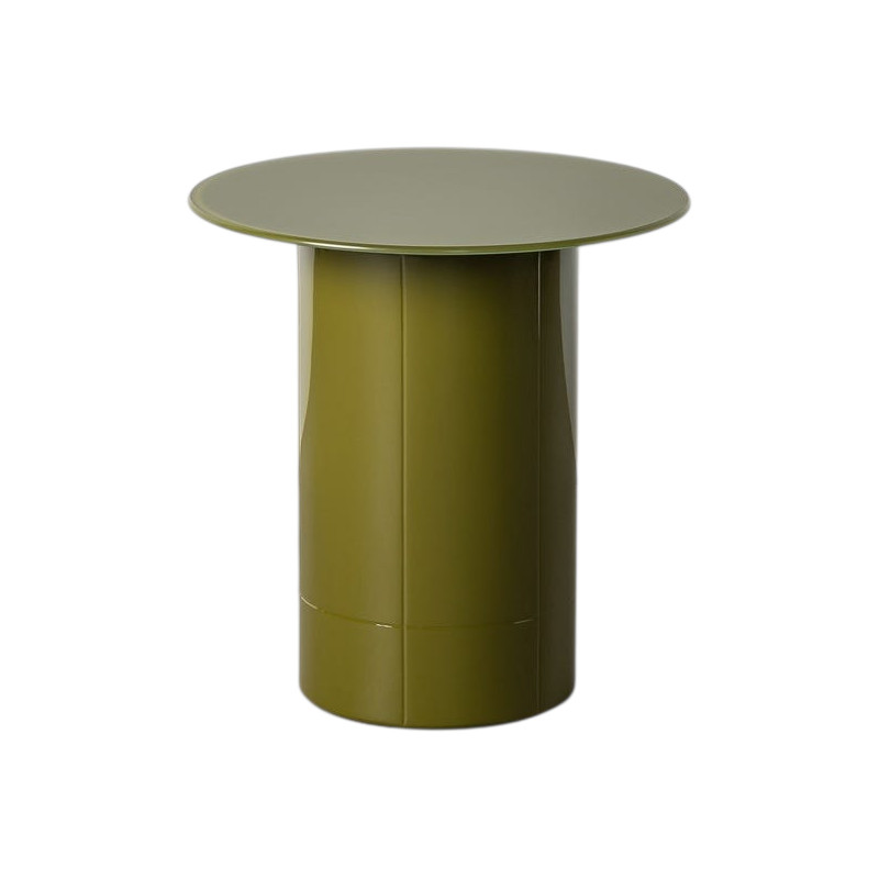 Bout de canapé rond vert olive en verre trempé 50 cm Ispica Ixia - 1