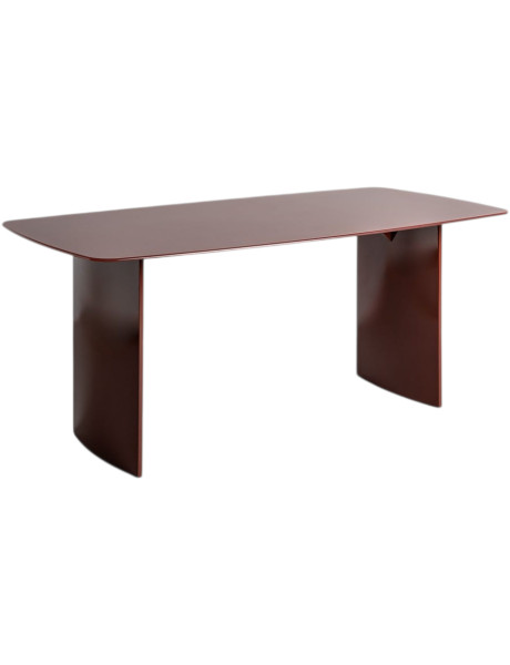 Table à manger rectangulaire rouge brun en verre trempé 160x90 cm Lucera Ixia - 1