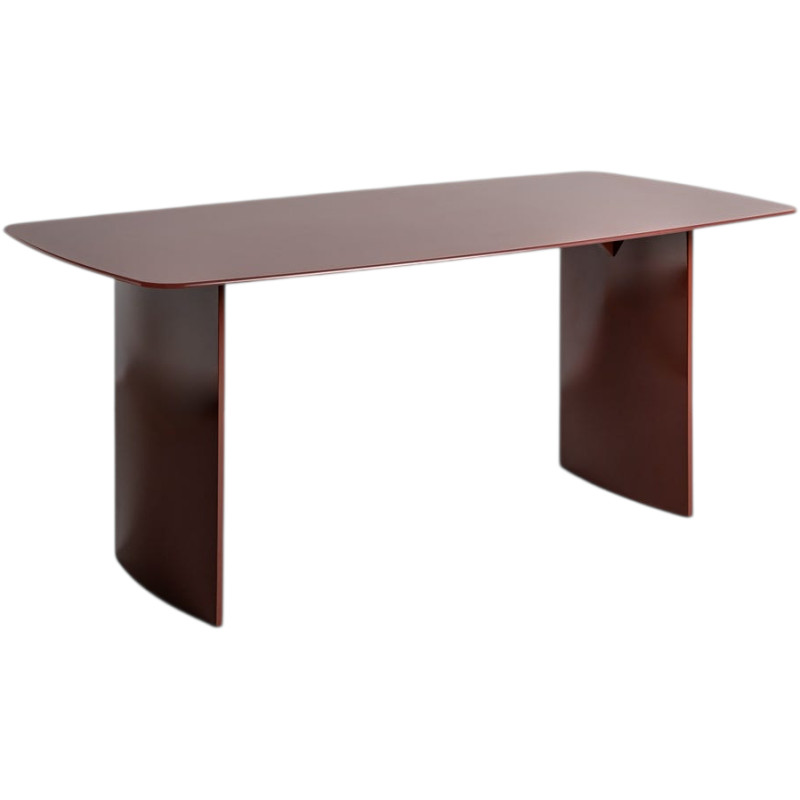 Table à manger rectangulaire rouge brun en verre trempé 160x90 cm Lucera Ixia - 1