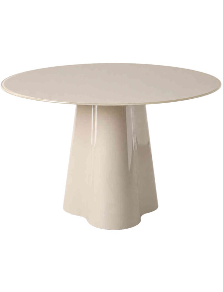 Table à manger ronde crème verre trempé 120 cm Specchia Ixia - 1