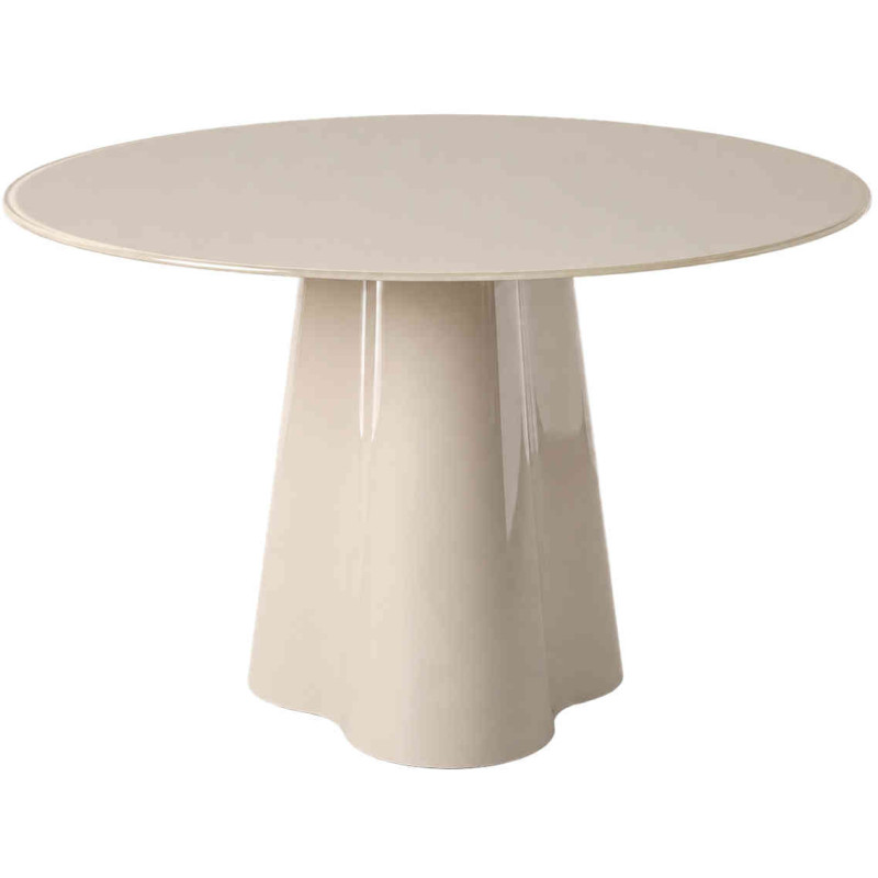 Table à manger ronde crème verre trempé 120 cm Specchia Ixia - 1