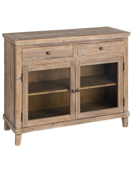 Meuble d’entrée vitré en pin recyclé 110 cm Brihuega  - 1