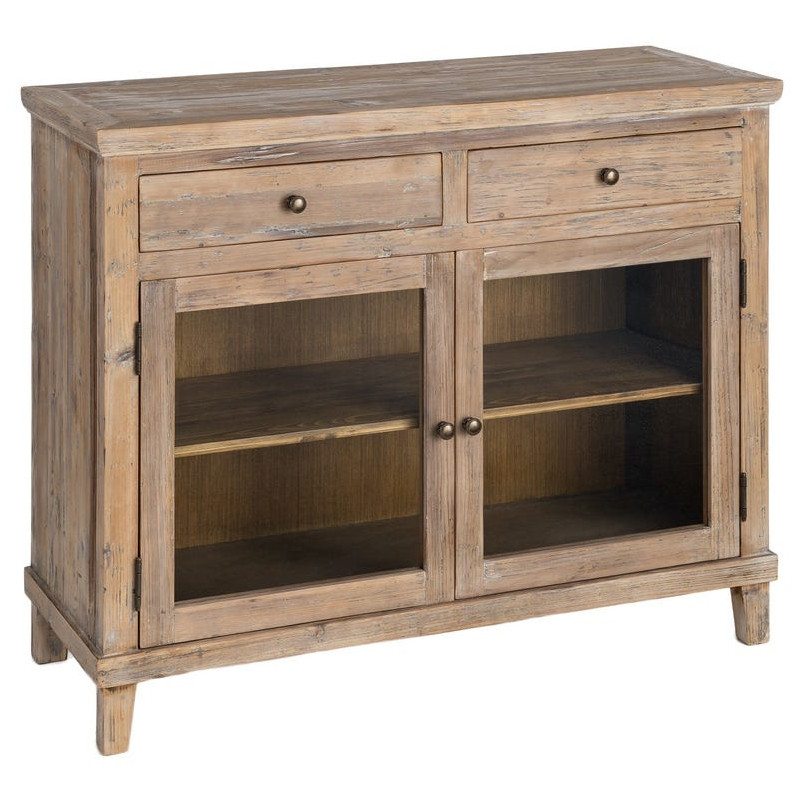 Meuble d’entrée vitré en pin recyclé 110 cm Brihuega  - 1