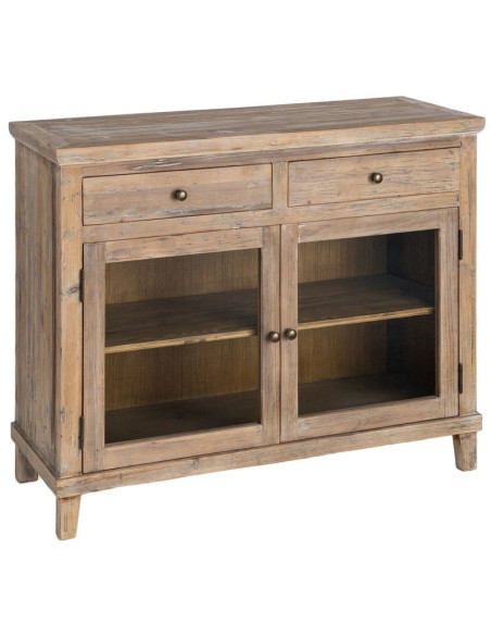 Meuble d’entrée vitré en pin recyclé 110 cm Brihuega  - 1