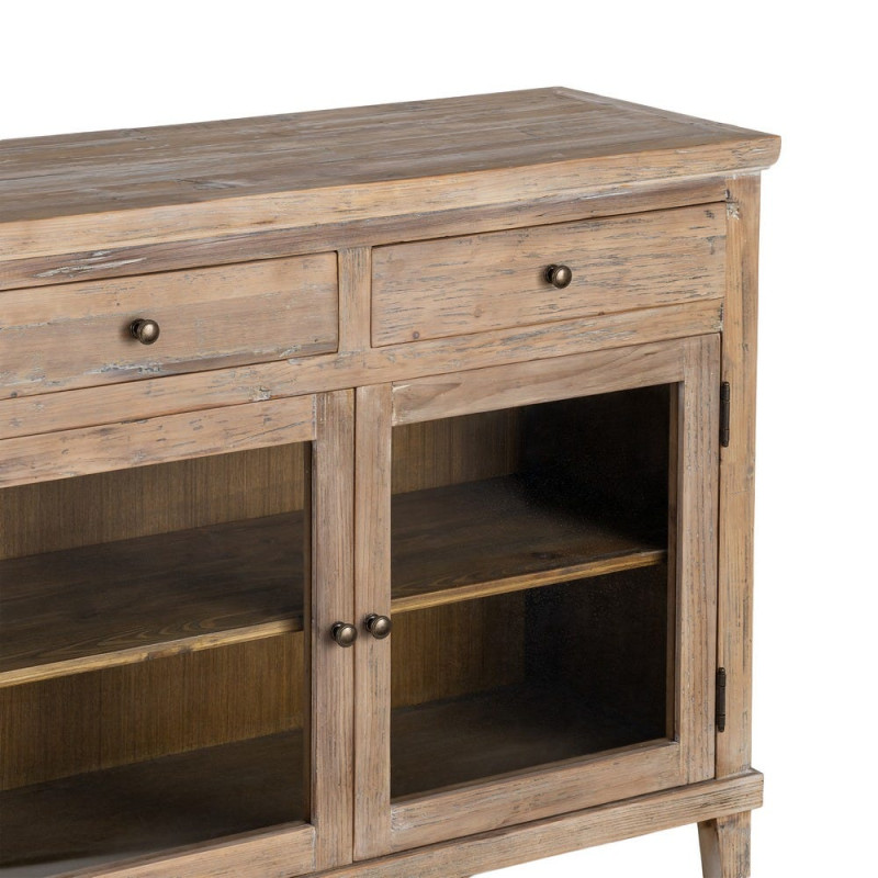 Meuble d’entrée vitré en pin recyclé 110 cm Brihuega  - 2
