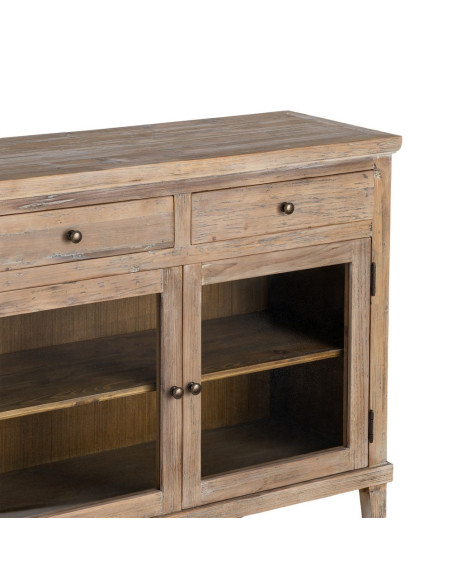 Meuble d’entrée vitré en pin recyclé 110 cm Brihuega  - 2