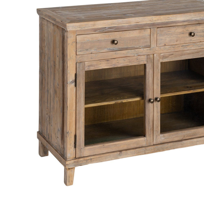 Meuble d’entrée vitré en pin recyclé 110 cm Brihuega  - 5