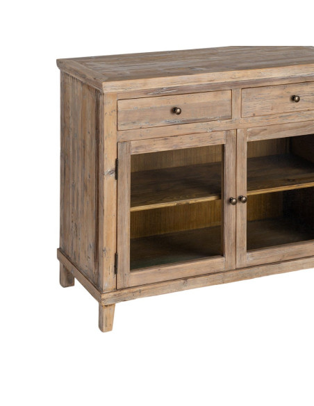 Meuble d’entrée vitré en pin recyclé 110 cm Brihuega  - 5