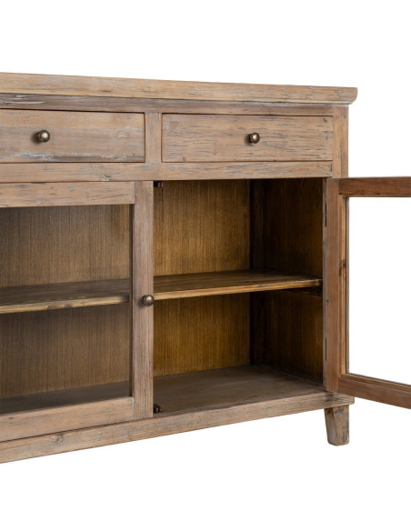 Meuble d’entrée vitré en pin recyclé 110 cm Brihuega  - 6