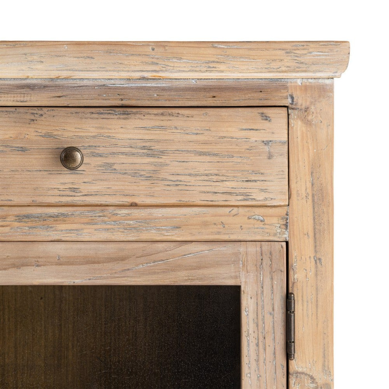Meuble d’entrée vitré en pin recyclé 110 cm Brihuega  - 7