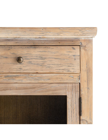Meuble d’entrée vitré en pin recyclé 110 cm Brihuega  - 7