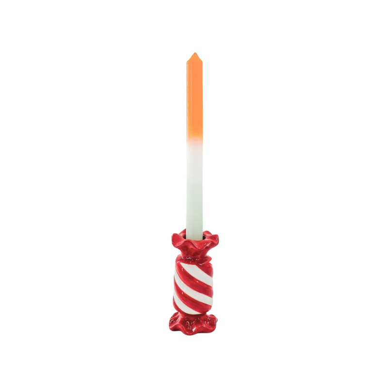 Bougeoir céramique rouge blanc 13 cm Toffee Candy Housevitamin - 3