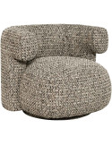 Fauteuil lounge pivotant tissu chiné gris galet 87x80x67 cm Talley