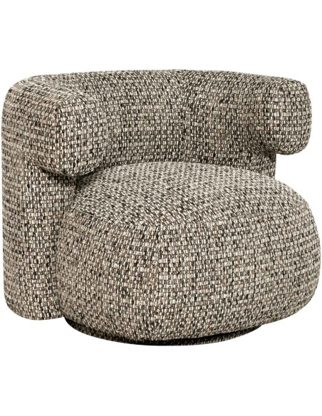 Fauteuil lounge pivotant tissu chiné gris galet 87x80x67 cm Talley Richmond Interiors - 1