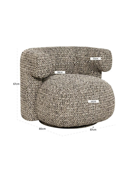 Fauteuil lounge pivotant tissu chiné gris galet 87x80x67 cm Talley Richmond Interiors - 7